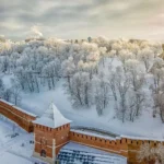 Заснеженный Нижегородский кремль зимой