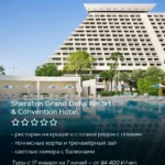 Sheraton Grand Doha Resort & Convention Hotel с бассейном и пальмами, пляжный отель в Дохе, Катар